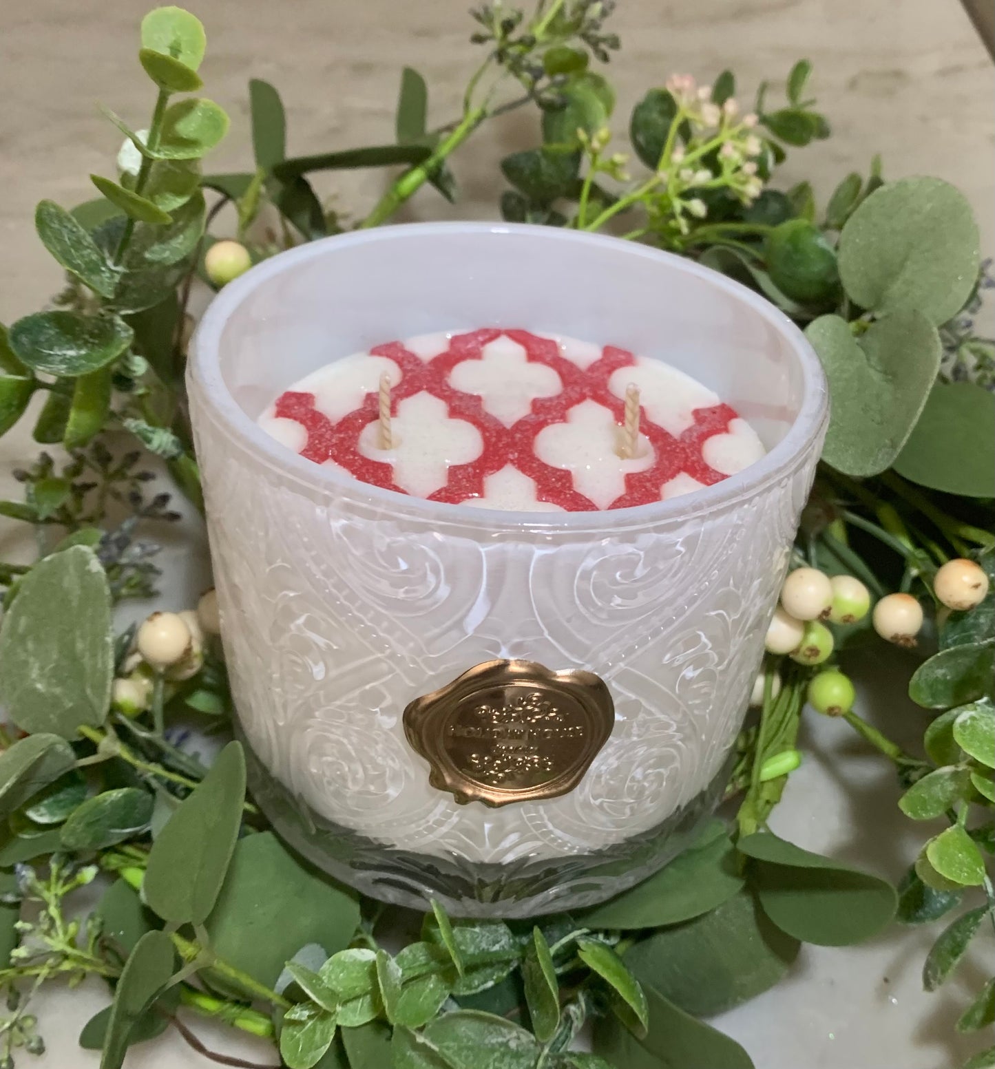 Glimmering Embossed Red Currant