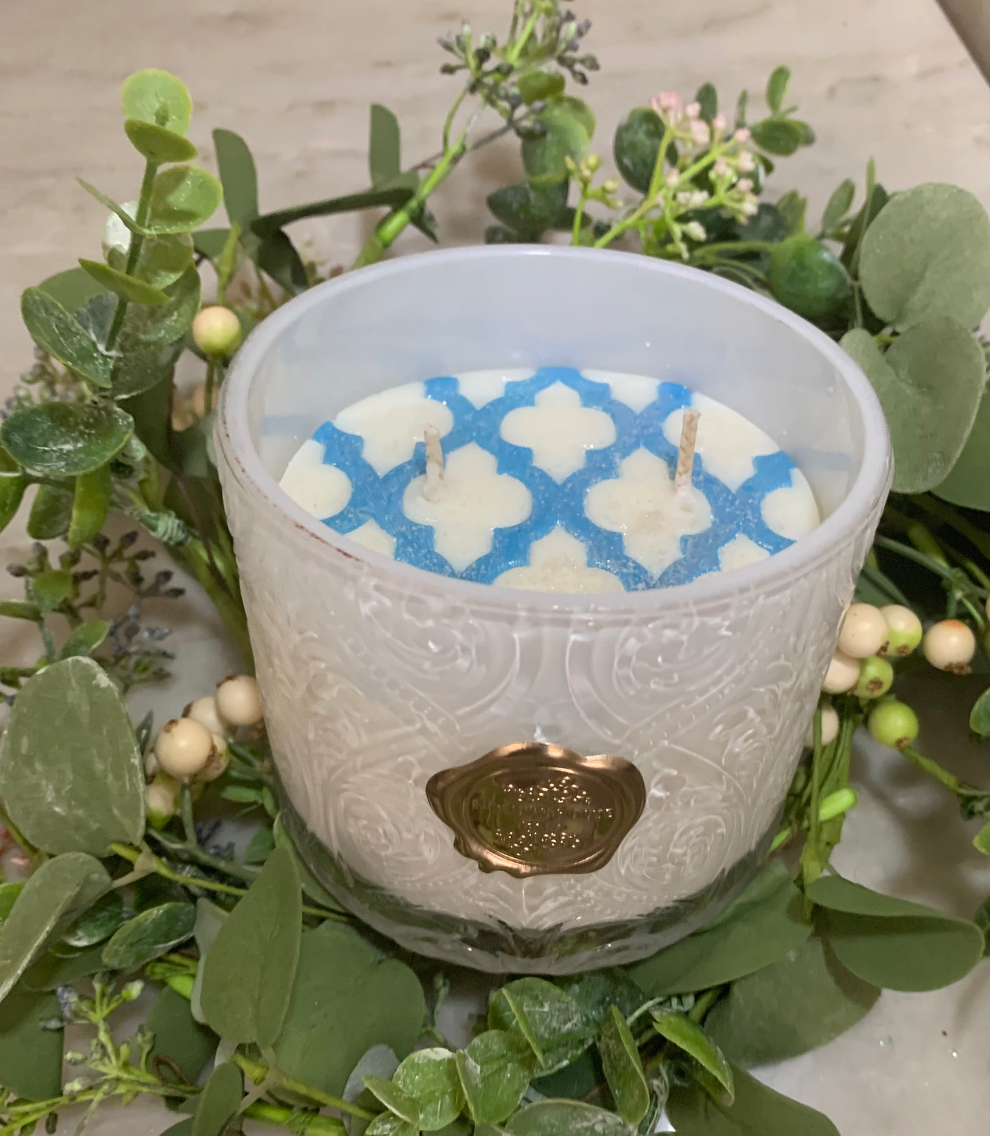 Glimmering Embossed Eucalyptus and Linen