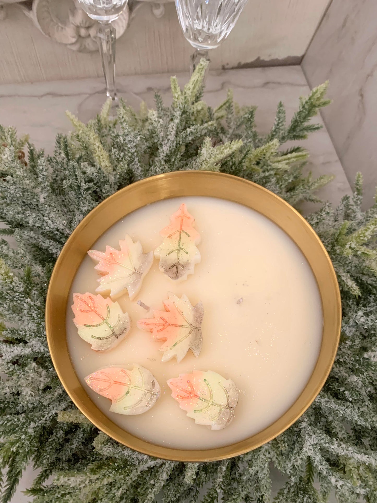 Autumn Leaves in Gold Metallic Vessel, 19 oz (Case of 4)