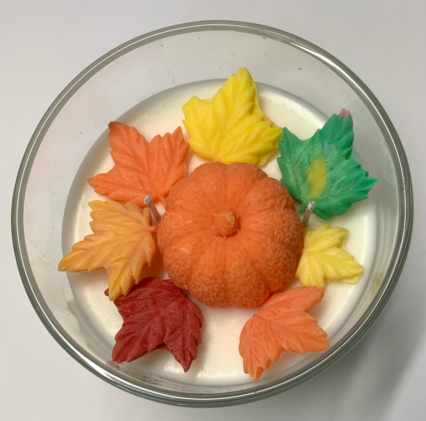 Pumpkin and Leaves Candle