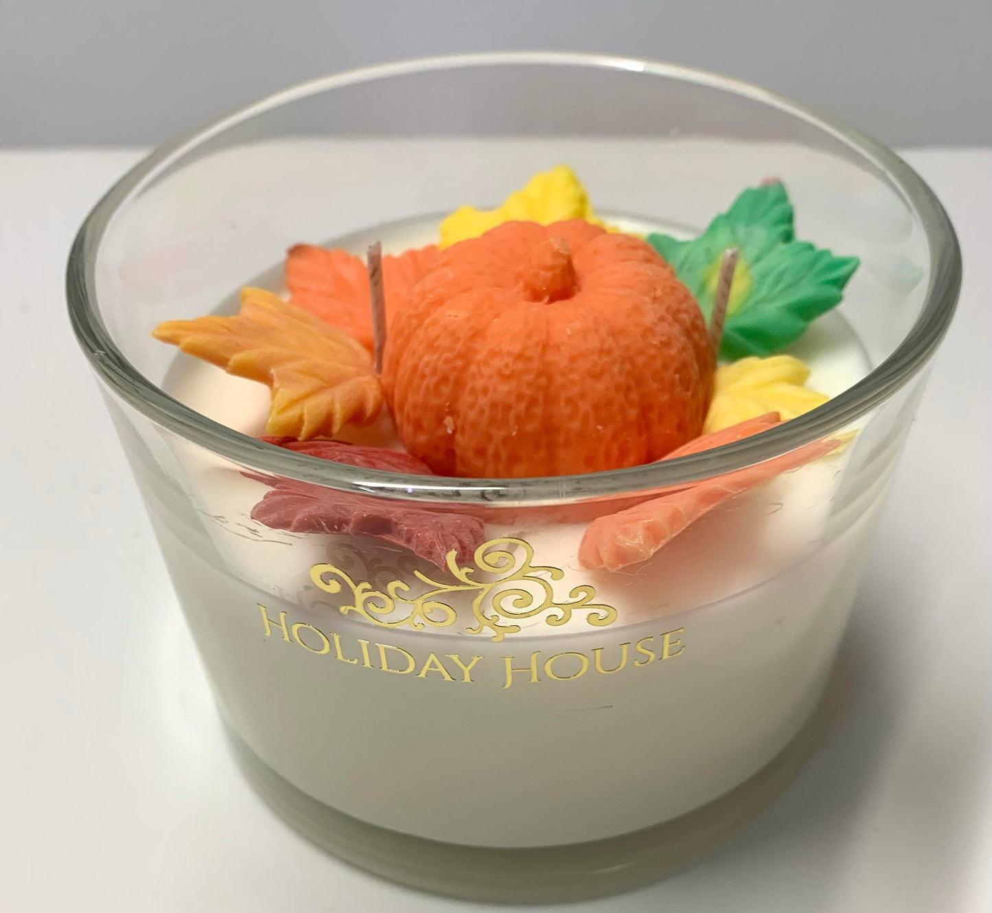 Pumpkin and Leaves Candle