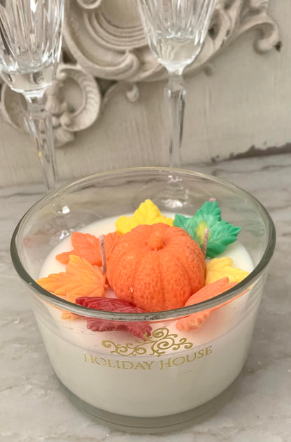 Pumpkin and Leaves Candle
