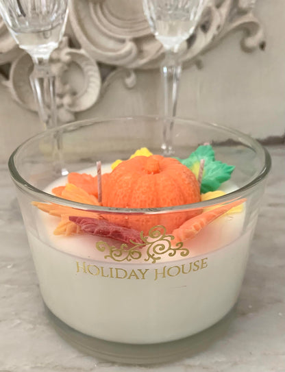 Pumpkin and Leaves Candle