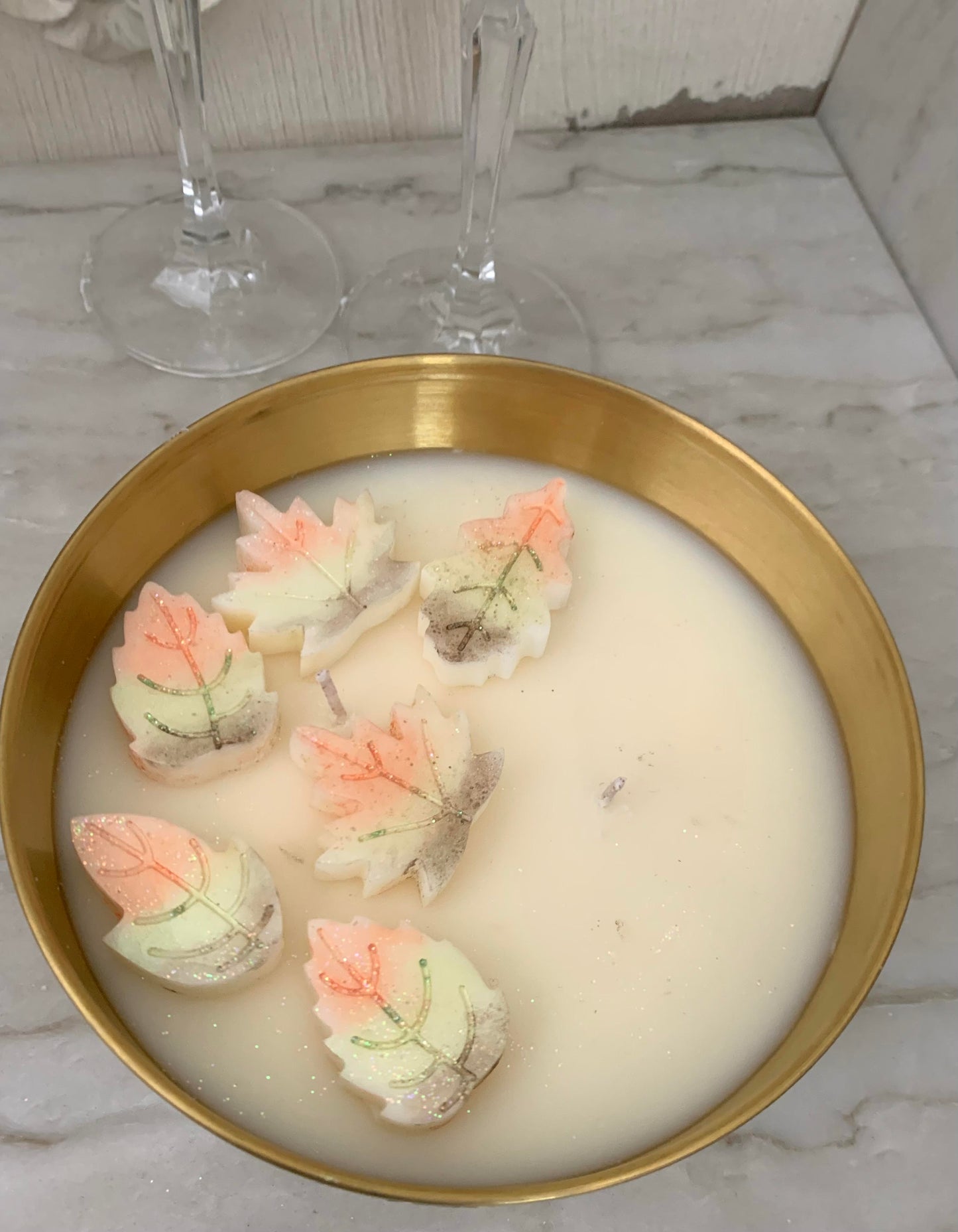 Autumn Leaves in Gold Metallic Vessel, 19 oz (Case of 4)