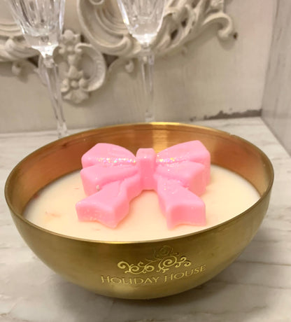 Bow Candle in Gold Metallic Vessel, 19 oz (Case of 4)