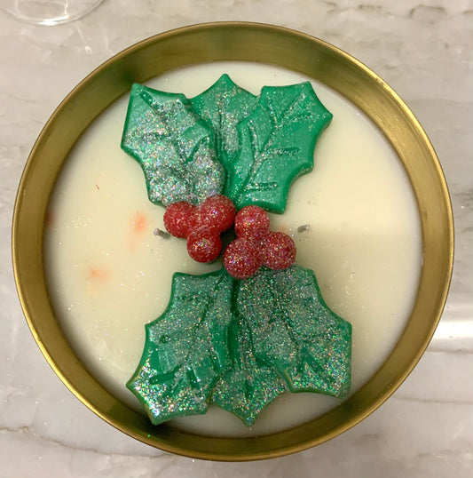 Holly Candle in Gold Metallic Vessel, 19 oz (Case of 4)