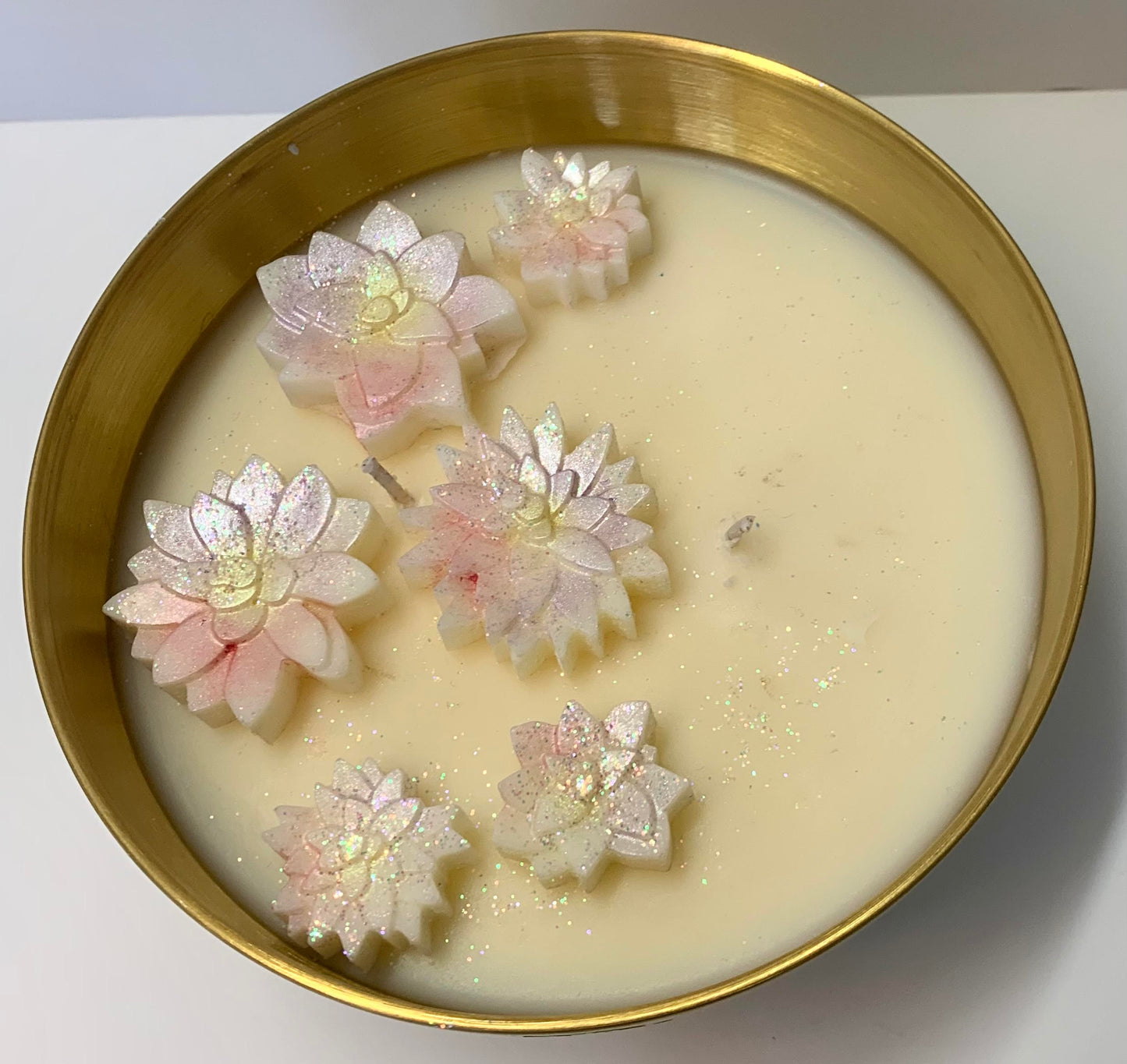 Blushing Floral Candle in Gold Metallic Vessel, 19 oz (Case of 4)